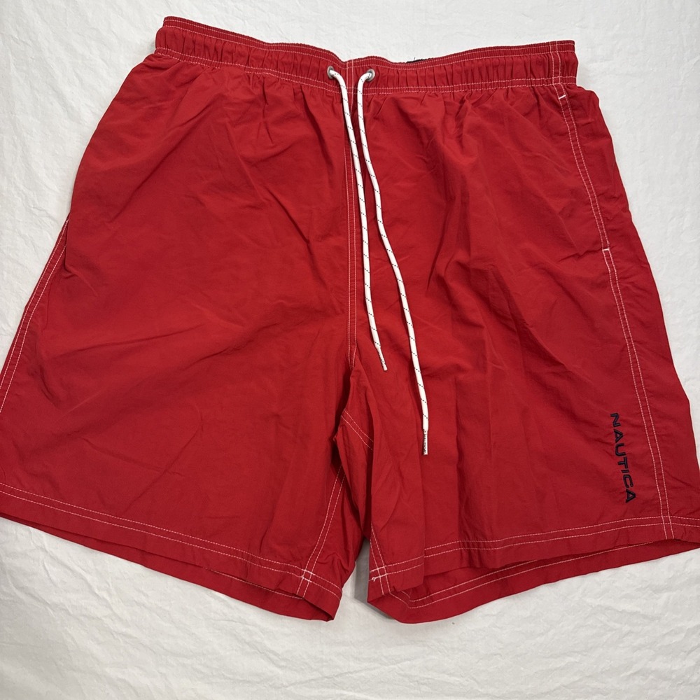 Nautica Swim Trunks Men's Sz Large Sail Sports Red  Nylon